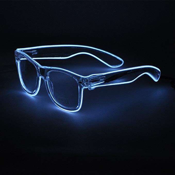 Sydnus EL Wire Rave Sunglasses LED Light Up Party Glasses(White)