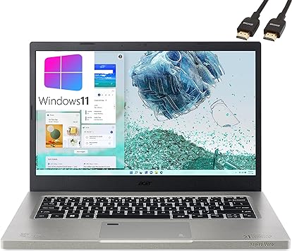 Acer 2023 Aspire Vero AV14 14" FHD Laptop Computer, 12th Gen Intel 10-Core i7-1255U, 16GB DDR4 RAM, 1TB PCIe SSD, WiFi 6, Bluetooth 5.1, Backlight KB, Fingerprint Reader, Windows 11, BROAG HDMI Cable