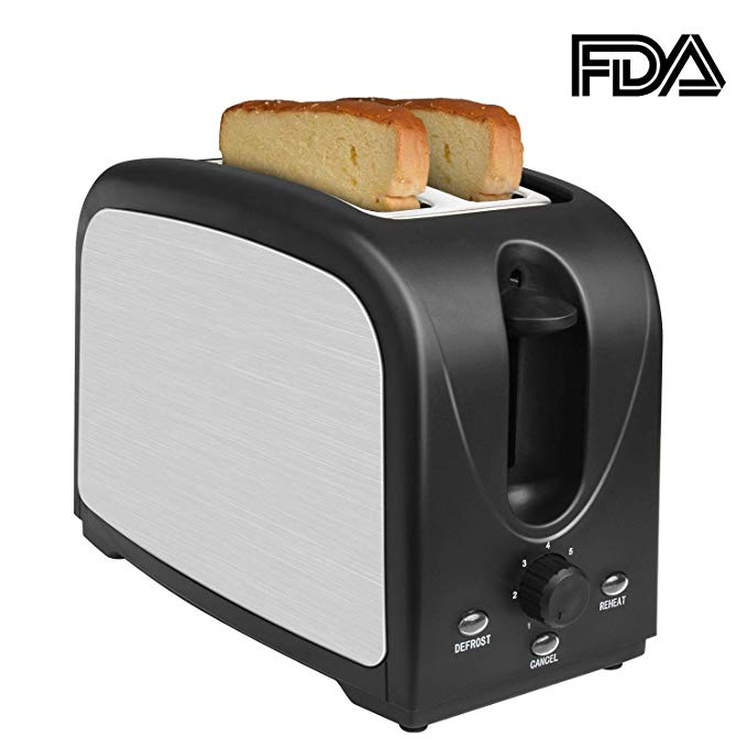 Toaster 2 Slice Toasters Best Rated Prime Toaster Compact Brushed Stainless Steel Toaster Black Small Toaster For Breakfast Bread Defrost Reheat Cancel Button Removable Crumb Tray Quickly Toast