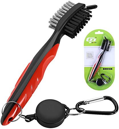 BOBLOV Golf Club Brush Retractable Clip with Spike Cover for Groove Shoes Cleaning Lightweight