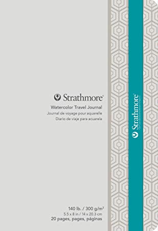 Strathmore 500 Series P594-15 Watercolor Travel Journal, Cold Press, 5.5" x 8", 20 Pages, White