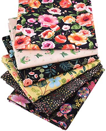 Hanjunzhao Midnight Floral Fat Quarters Fabric Bundles, Quilting Fabric for Sewing Crafting, 18 x 22 inches