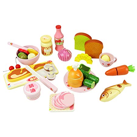umu Pretend Toys Supper Play Set(21Pcs)-Child Wooden Play Food