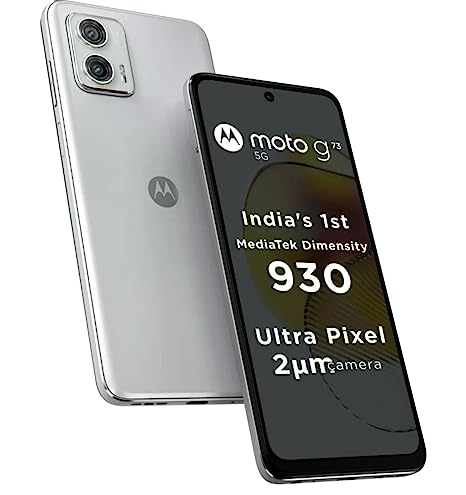 Motorola G73 5G (Lucent White, 8GB RAM, 128GB Storage) | 8 GB RAM | 128 GB ROM | Expandable Upto 1 TB | 6.5 inch Full HD  Display | 50MP   8MP | 16MP Front Camera | MediaTek Dimensity 930 Processor