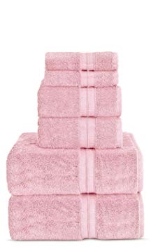TURKUOISE TURKISH TOWEL Premium Quality 100% Turkish Cotton Eco-Friendly Towels (Bundle 6PK, Pink)