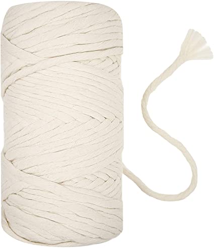 Hand U Journey 6mm Un-Dyed Nature Cotton String, Single Strand Macrame Rope 109 Yards（100 m）for Weaving,DIY Crafts, Wall Hangings, Plant Hangers, Gift Wrapping and Wedding Decorations