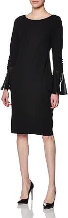 Calvin Klein Women's Chiffon Bell Sleeve Sheath Dress