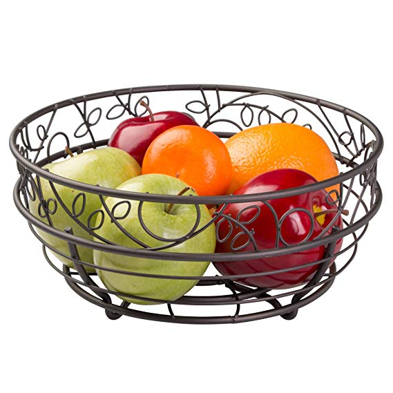 InterDesign Twigz Wire Fruit Bowl Centerpiece for Kitchen and Dining Room Countertops, Tables, Buffets, Refrigerators Bronze