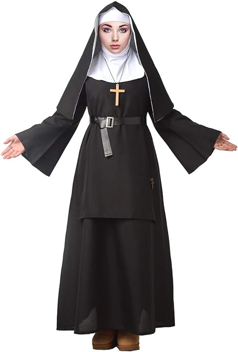 Womens Classic Nun Costume Adults Traditional Religious Sister Dress Outfit