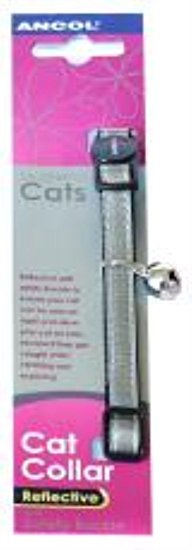 Gloss Reflective Cat Collar with safety buckle Silver