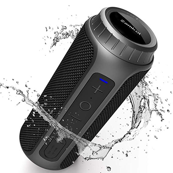 Bluetooth Speaker, Zamkol Portable Wireless Outdoor Speakers Enhanced Bass, 30W and 10H Playtime, 360° Full Surround Sound, IPX6 Waterproof, for iPhone, Samsung, Huawei, Computer and More