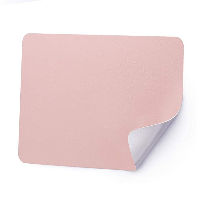 Mouse Pad ATAILORBIRD Dual-Sided Mat Waterproof PU Leather Mousepad 11.8 x9.45inch for Home Office, Pink and Silver