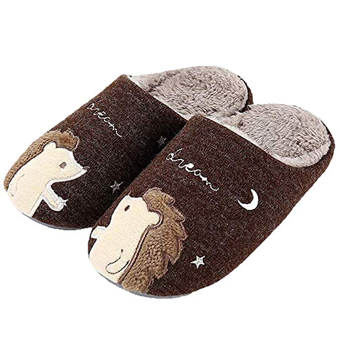Women's Cute Animal Slippers Warm Memory Foam Cotton Home Slippers Soft Fleece Plush House Slippers Indoor Outdoor