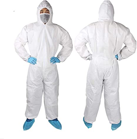 Disposable Protective Overall Coverall Suit,Light Duty, White (1, M)