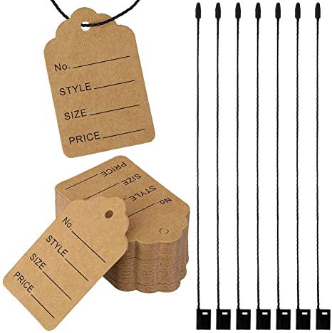 1000 Pieces Price Tags and Hang Tag String, Clothing Tags for Clothing Marking Tags Unstrung Tags Store Tags and Nylon String Snap Lock Pin Loop Fastener Hook Ties (Fresh Style, 1.26 x 1.89 Inches)