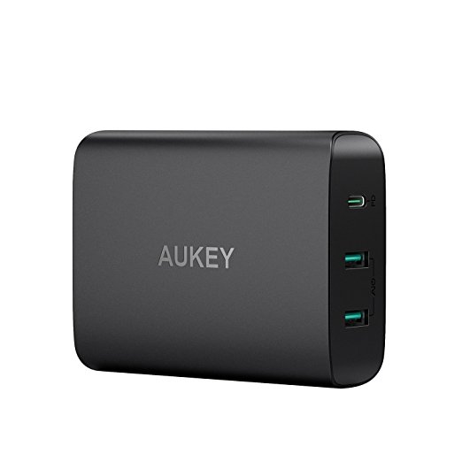 Aukey USB Charger 60W Power Delivery 3.0 & 12W Dual Port USB Charging Station for MacBook Pro, Dell XPS, Nintendo Switch, Samsung Note 8/S8/S8 , Google Pixel, iPhone X/8/8 Plus, iPad Air/Pro and more