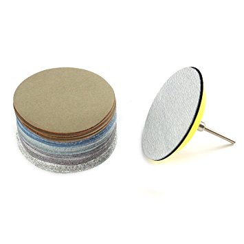 3-Inch No Holes Hook-and-Loop Dry and Wet/Dry Sanding Discs with Backing Pad,5 Each of 6 Grits (Assortment)