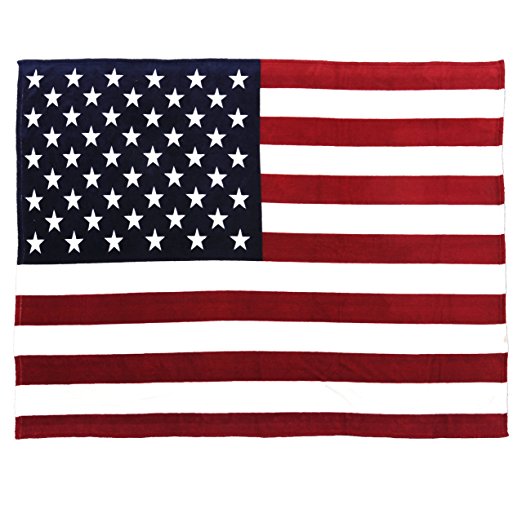 Oversized USA Flag Fleece Throw Blanket, 60 inch x 80 inch Red/White/Blue