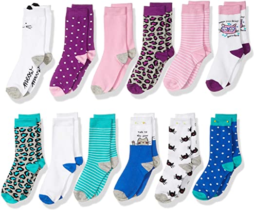 Amazon Brand - Spotted Zebra Kid's 12-Pack Crew Socks