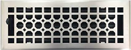 Empire Register Co, Honeycomb Design, Brushed Nickel Finish, Heavy Duty Floor Register. Floor Vent Covers Size - 4 x 12 inch, Overall Face Size - 5.5 x 13.5 inch.