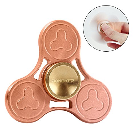 Hot Fidget Spinners, Tri Hand Spinners EDC Toy Copper Base w/ Brass Bearing Caps, Ultra Fast & Durable 606 Bearing, 3-5min Spin time.