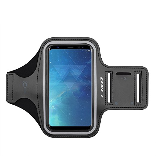 Galaxy S8 Plus Armband, J&D Sports Armband for Samsung Galaxy S8 Plus, Key holder Slot, Perfect Earphone Connection while Workout Running - Black