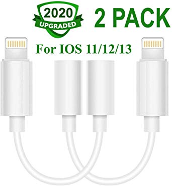 Lighting to 3.5 mm Headphone Adapter Earphone Earbuds Adapter Jack 2 Pack,Quick to Use,Compatible with Apple iPhone 11 Pro Max X/XS/Max/XR 7/8/8 Plus Plug and Play Microscope Adapters