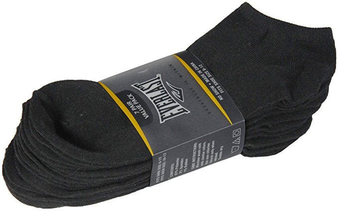 Everlast Mens No Show Socks 7 Pair Value Pack Black Sizes 6-12