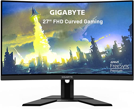 GIGABYTE G27FC 27" 165Hz 1080P Curved Gaming Monitor, 1920 x 1080 VA 1500R Display, 1ms (MPRT) Response Time, 90% DCI-P3, FreeSync Premium, 1x Display Port 1.2, 2X HDMI 1.4