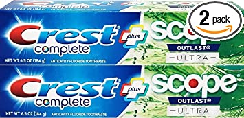 Crest Complete Whitening Plus Scope Outlast Ultra Toothpaste 6.5 oz (184g) - Pack of 2