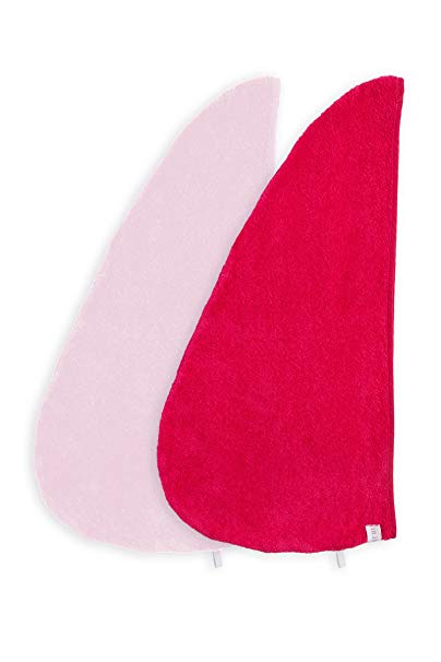 Texere Women's Bamboo Viscose Hair Towel (Tya, Barely Pink/Rose Red 2 PK, U)