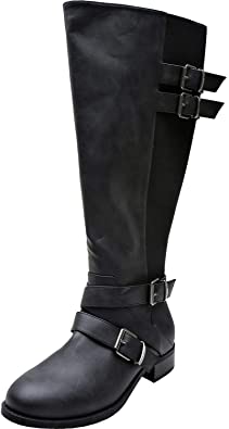 Aukusor Women's Wide Width Knee High Boots, Low Heel Cozy Comfortable Extra Wide Calf Side Zipper Winter Boots.