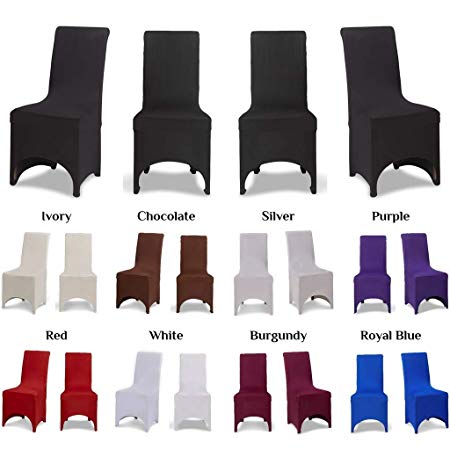 Covering All Occasions Stretch Fit Chair Cover for Dining Room | Arched Fronted | White Black Ivory (50pcs, Black)