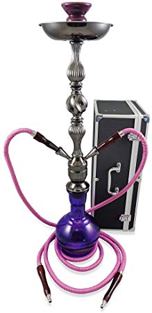 The 28'' Black Magic Hookah with 2 Hose and Hard Case Carry Case