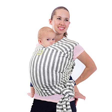 Baby Wrap Carrier All-in-1 Stretchy Baby Wraps - Baby Sling - Infant Carrier - Babys Wrap - Hands Free Babies Carrier Wraps - Baby Shower Gift (Gray Stripes)