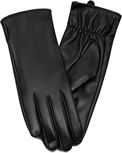 Womens Leather Winter Gloves Genuine Sheepskin Full-Hand Touchscreen Texting Warm Cashmere Lined SG Fashion