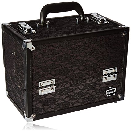 Caboodles Make Me Over 4 Tray Train Case, Black Lace, 3.5 Pound