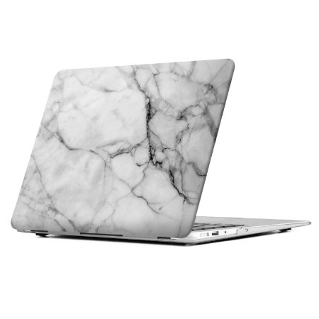 iCasso Macbook Air 13 Inch Case Rubberized Hard Marble Shell Protective Case Glossy Clear Crystal Snap-On Hard Cover Case For Apple Laptop case Air 13 Inch ModelA1369/A1466 -White Marble Pattern