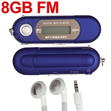 Blue 8GB LCD Mini MP3 WMA Player FM Radio USB Flash Drive