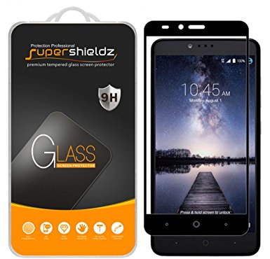 [2-Pack] Supershieldz for ZTE Zmax Pro Tempered Glass Screen Protector, [Full Screen Coverage] Anti-Scratch, Bubble Free, Lifetime Replacement Warranty (Black)