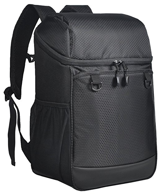 MIER Insulated Cooler Backpack Leakproof Soft Cooler for Lunch, Picnic, Hiking, Beach, Park, 24Can, Black