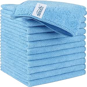 HOMEXCEL Microfiber Cleaning Cloth 12 Pack, Blue Premium Microfiber Towels for Cars, Lint Free, Scratch-Free, Highly Absorbent, Reusable Cleaning Rags for Car, Household, Kitchen, 11.5"X11.5"