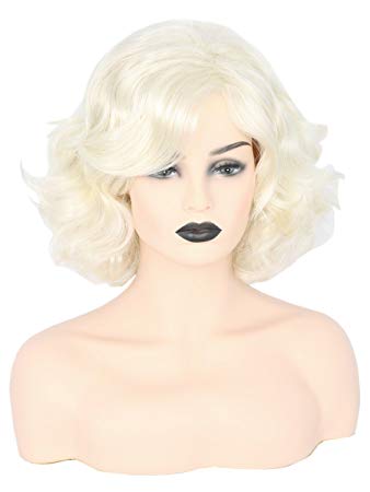 Womens Hair Wigs Blonde Wig Short Curly Halloween 80s Costume Cosplay Wig for Women Girls