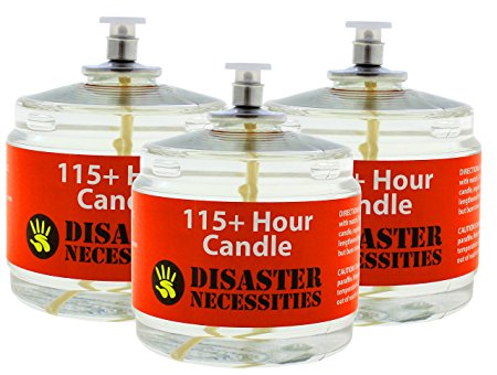115 Hour Plus Emergency Candles (Set of 3) | Long-Burning Clear Mist - Smoke & Odor Free | Indoor & Outdoor use | Emergency Lighting Guide Included