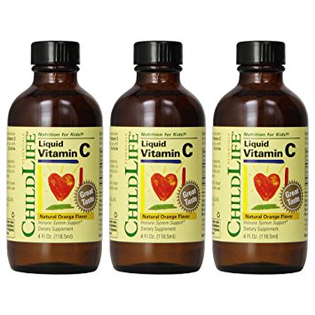 Child Life Liquid Vitamin C, Orange Flavor, Glass Bottle, 4-Ounce (Pack of 3)