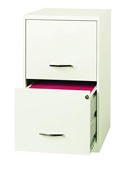 Office Dimensions 18" Deep 2 Drawer Metal File Cabinet, Pearl White
