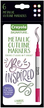 Crayola Metallic Outline Paint Markers, Assorted Colors, Art Supplies, 6 Count