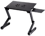 Pwr Portable Laptop-Table-Stand with Mouse Pad Fully Adjustable-Ergonomic Mount-Ultrabook-Macbook Light Weight Aluminum-Black Bed Tray Desk Book Fans Up to 17