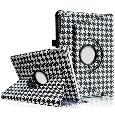 Fintie iPad Air 2 Case - 360 Degree Rotating Stand Case with Smart Cover Auto Sleep / Wake Feature for Apple iPad Air 2 (iPad 6) 2014 Model, Houndstooth Black