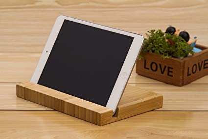 AuroTrends Desktop Stand for iPad: Portable Bamboo Tablet iPad Holder- Minimalism Style Tablets Cradle Universal Holder Stand Compatible with All iPad and Samsung Galaxy Tab(Pad)